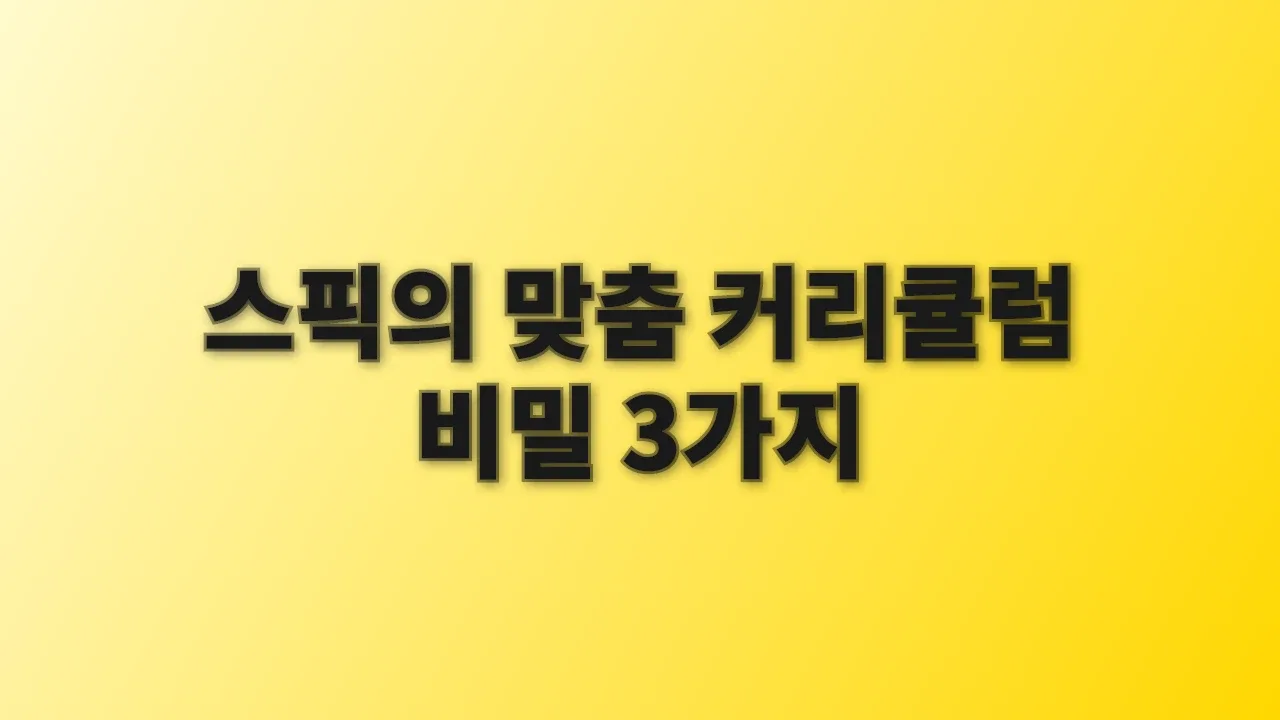 스픽의 맞춤 커리큘럼 비밀 3가지